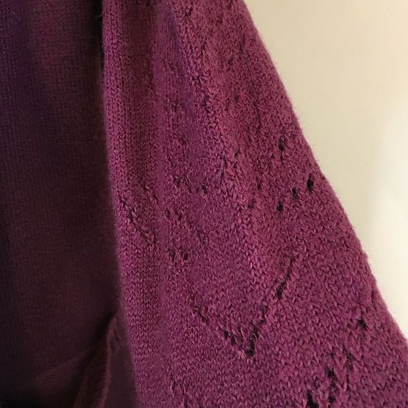 LUCKY BRAND Wine Cranberry Open Front Cardigan Sz S - Picture 10 of 11